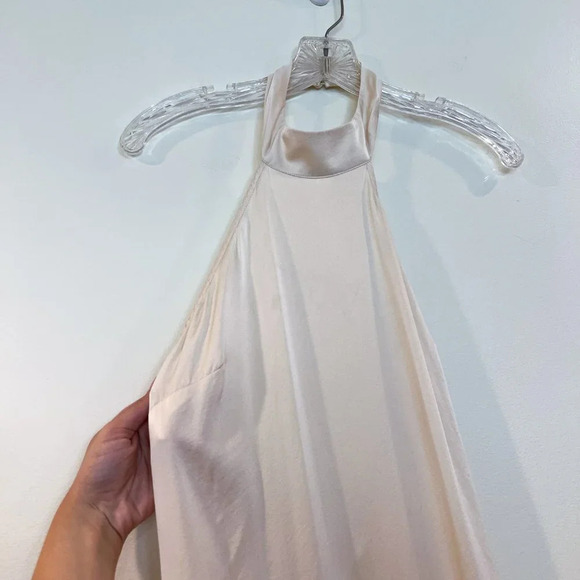 LNA Silk Blend Cream Halter Open Back Formal Classic Satin Maxi Dress Medium - Picture 5 of 12